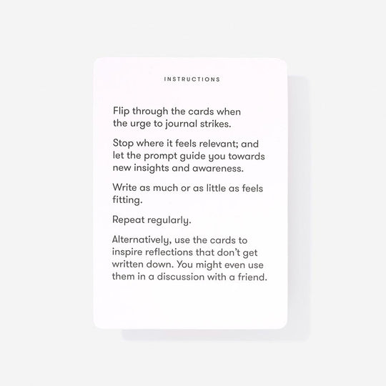 Journal Prompts feature 52 cards each with a question or suggestion that kickstarts meaningful insight. It encourages you to write down personal insights and thoughts, and encourages a calming positivity.