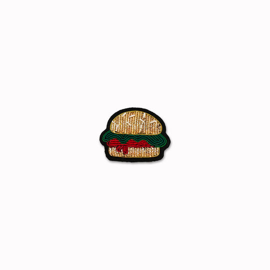 Junk food hand embroidered decorative lapel pin by Paris based Macon et Lesquoy