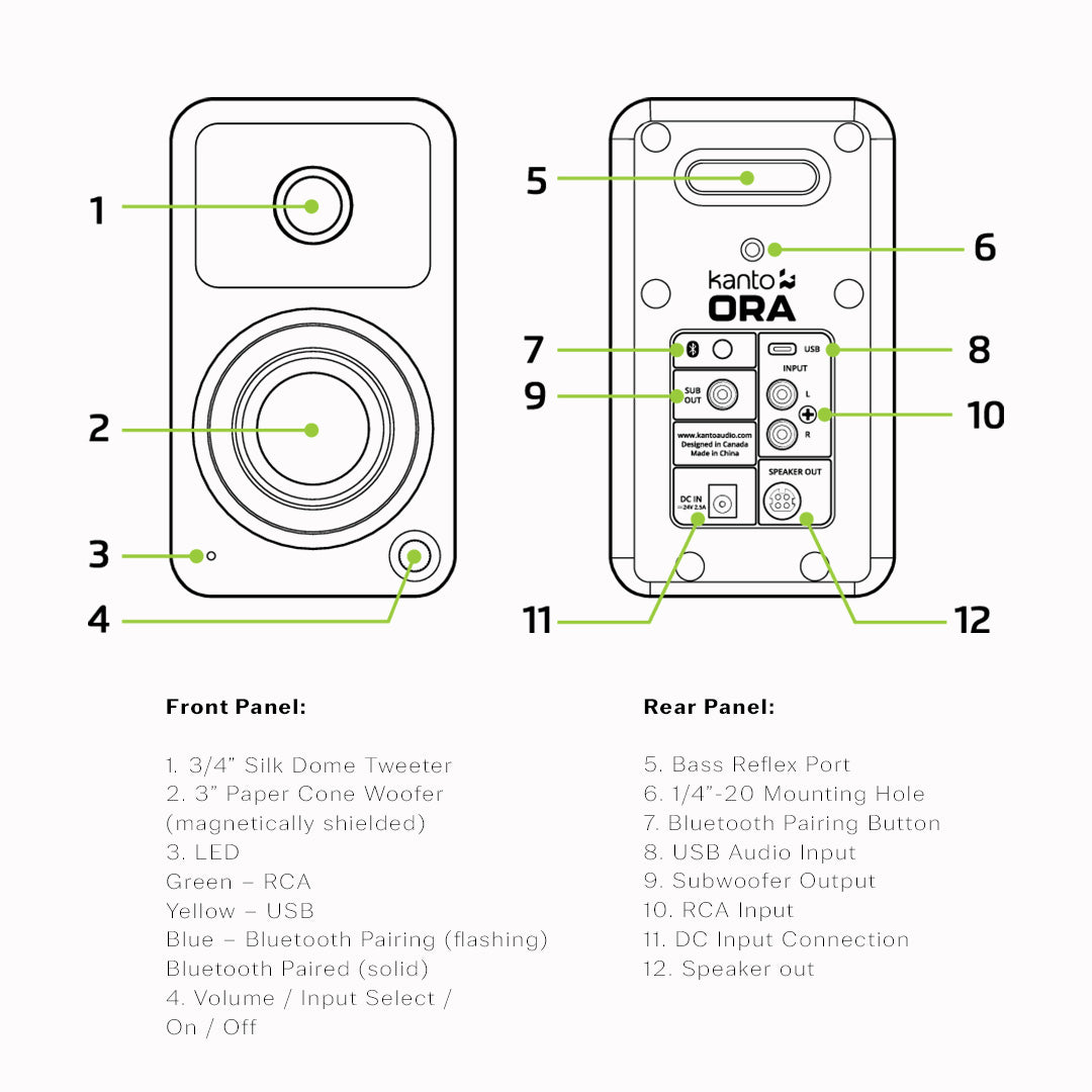 ORA | Bluetooth Desktop Powered Speaker Pair | Moon
