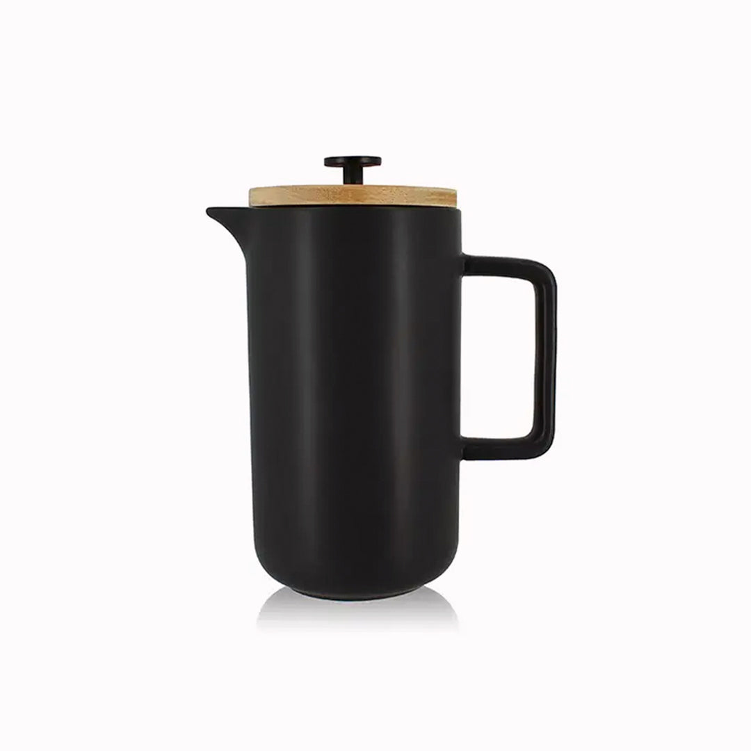 Matt Black porcelain French Press with stainless steel plunger. Contemporary styling and matt black porcelain make this French Press an easy 'go to' essential for your morning coffee