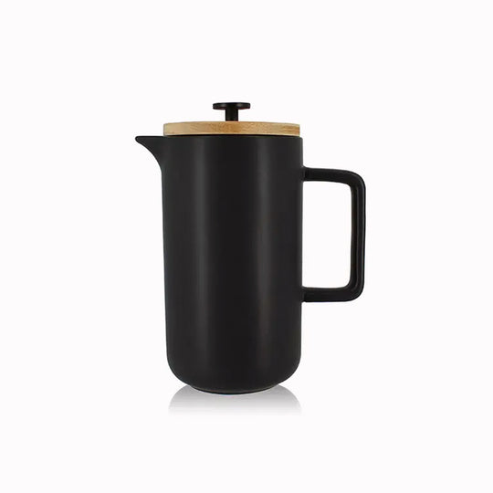 Matt Black porcelain French Press with stainless steel plunger. Contemporary styling and matt black porcelain make this French Press an easy 'go to' essential for your morning coffee