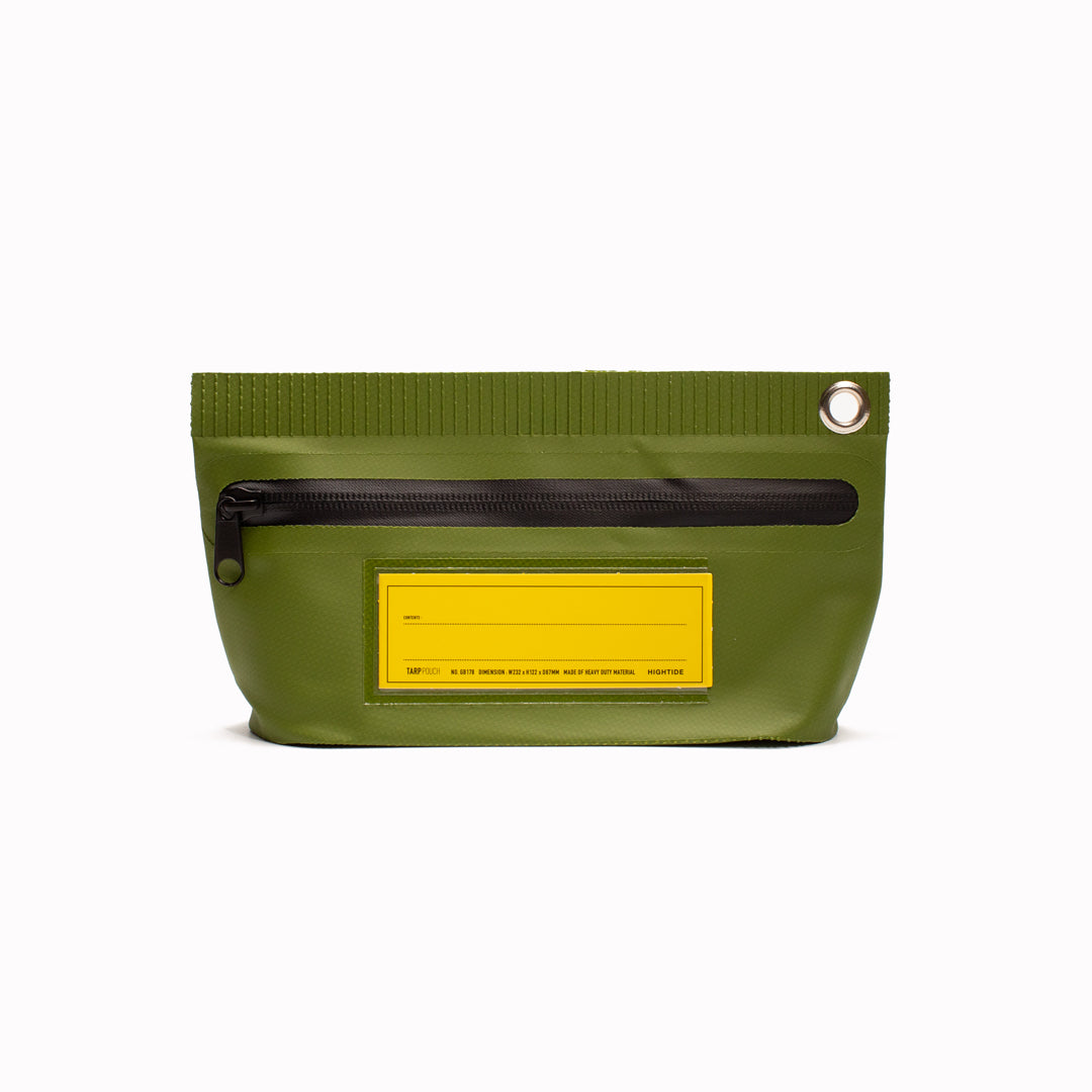 Tarp Pouch small by Hightide Penco in khaki green is a versatile and waterproof pouch made from tarpaulin style PVC fabric. 