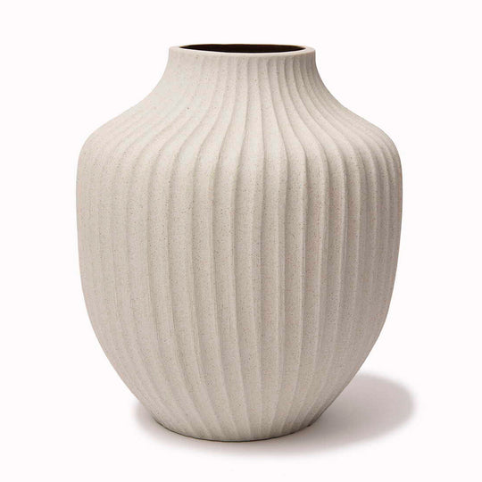 Kyoto | Sand White Deep Line | Large Vase | H. 21cm