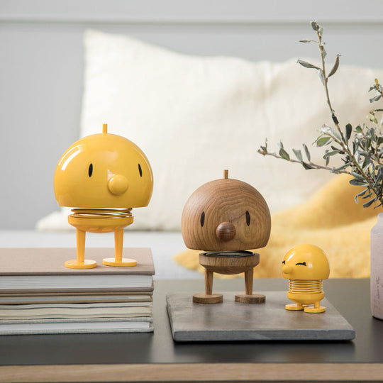 Springy and cheerful! Bumble by Hoptomist is the classic 1960's home decor, happy ornamental figurine in a bright and sunny yellow colour. Lifestyle