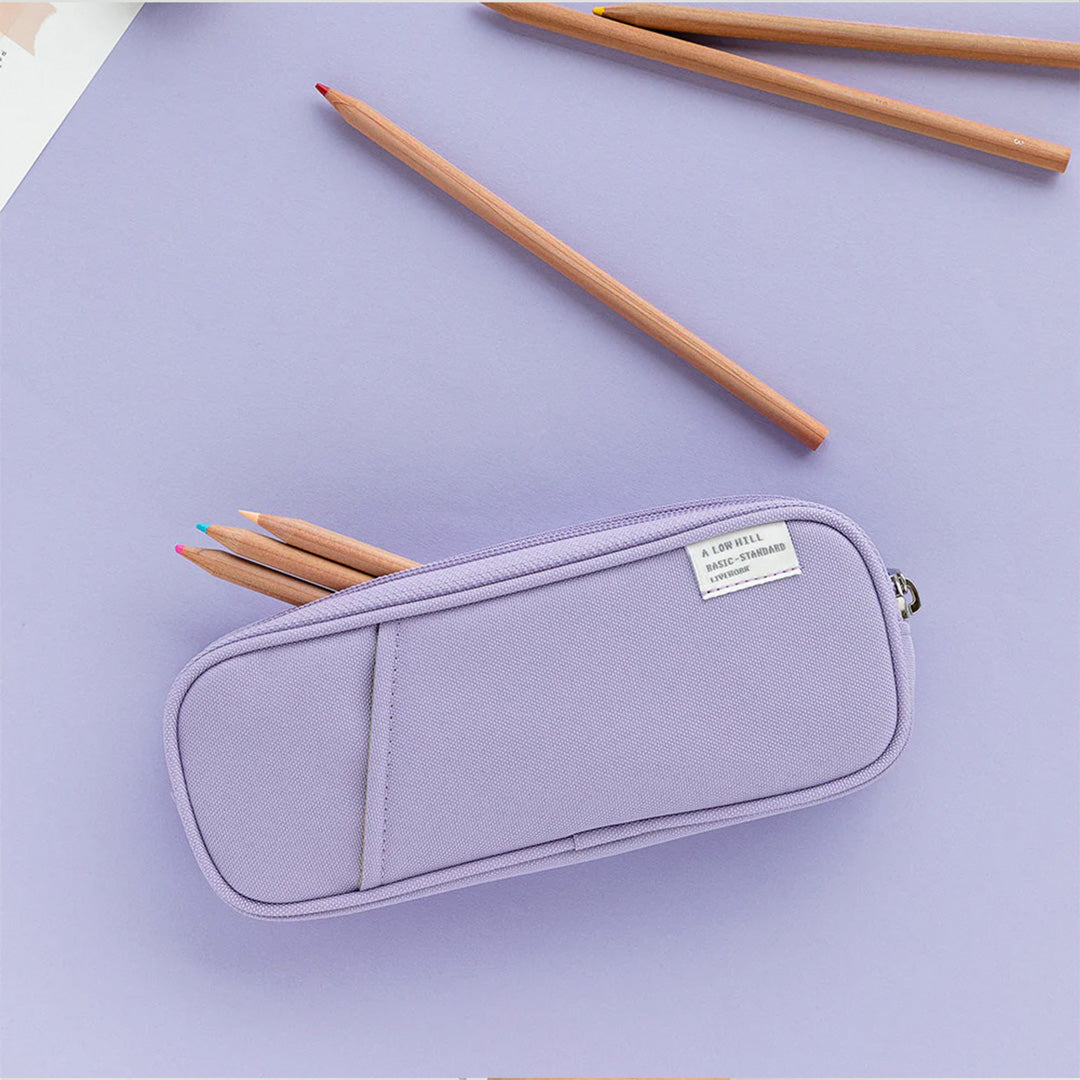 Lavender pocket pencil case by Korean stationery brand Livework. Available in a choice of pleasing contemporary colours, the pencil case features a zipper along the length of the pencil case allows easy access to the items inside