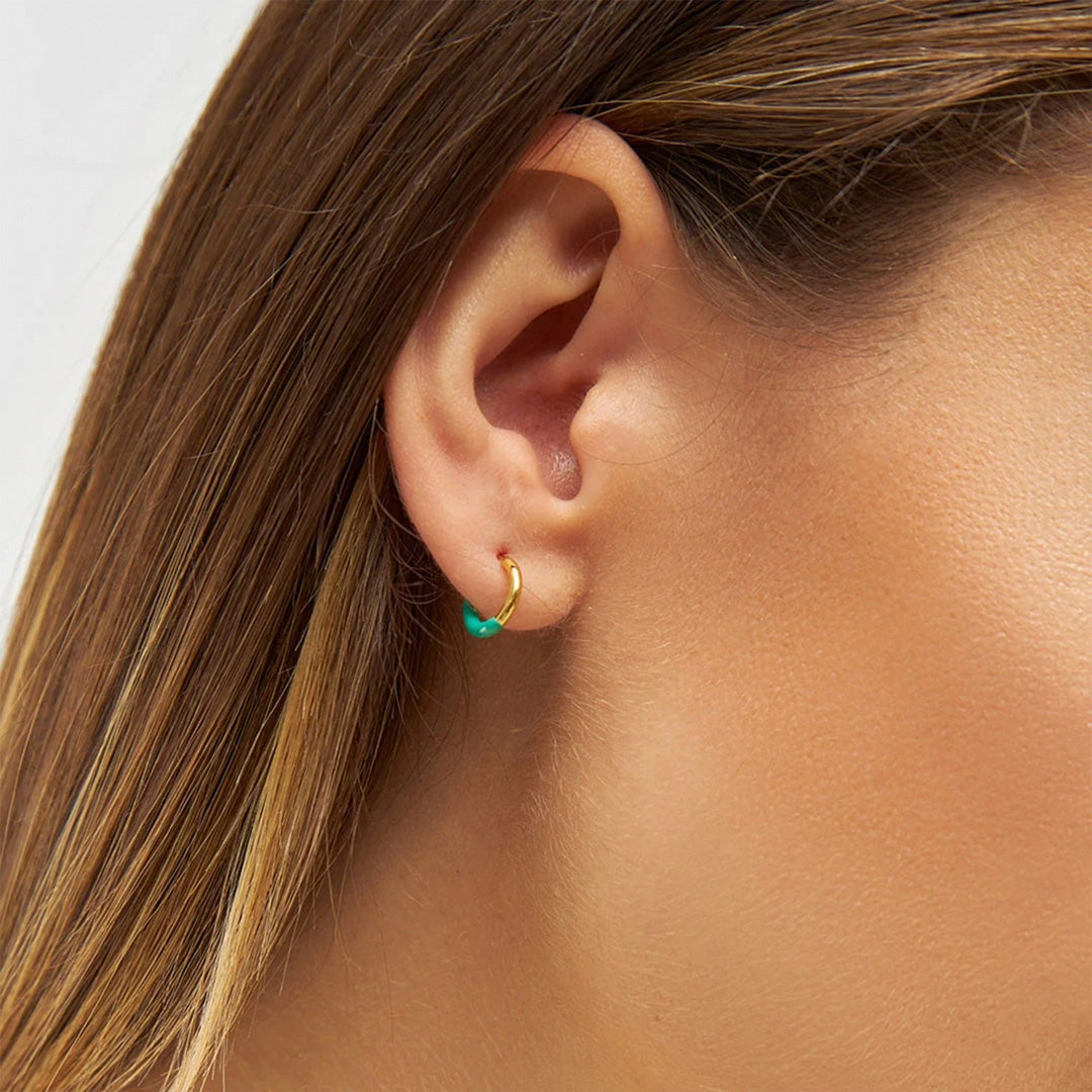 Colour Hoop - Half Dip | Single Hoop Earring | 18ct Gold Plate | 3 Colours