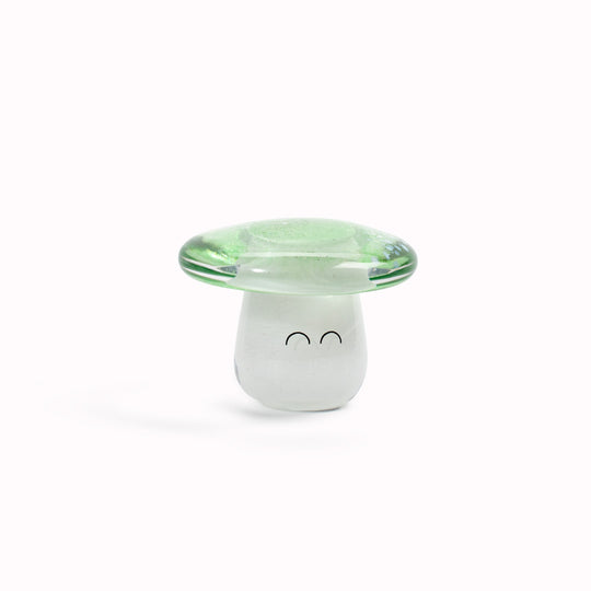 Shroom Crystal Blob is formed by dipping and/or rolling molten (hot!) clear glass into smaller chunks of brightly coloured glass droplets, then expertly shaping into weird and wonderful forms.