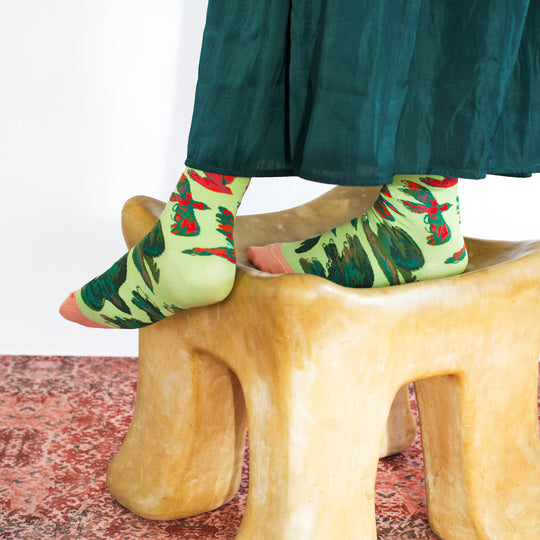Illustrative and arty, fashion led socks! Bonne Maison have been producing high quality Egyptian cotton socks in Europe since 2012. Each seasonal collection tells stories in colour and pattern, and find their way onto the feet of new and loyal fans who will add the latest illustrative designs to their sock drawer.