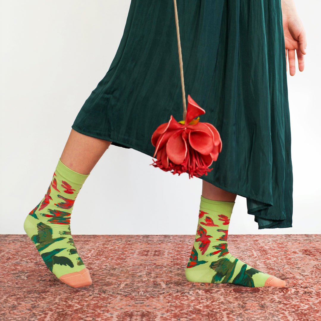 Illustrative and arty, fashion led socks! Bonne Maison have been producing high quality Egyptian cotton socks in Europe since 2012. Each seasonal collection tells stories in colour and pattern, and find their way onto the feet of new and loyal fans who will add the latest illustrative designs to their sock drawer.
