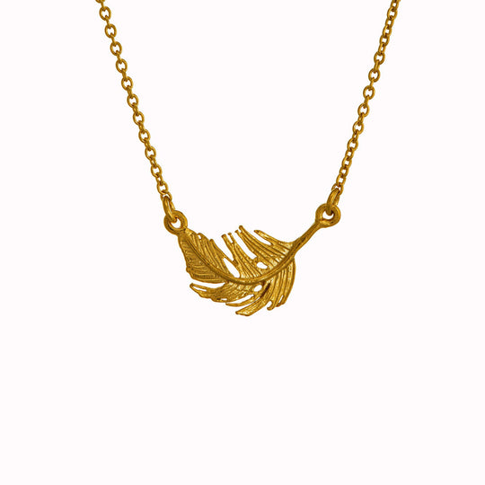 A delicately detailed floating gold feather in-line necklace from Alex Monroe's Classics jewellery collection.