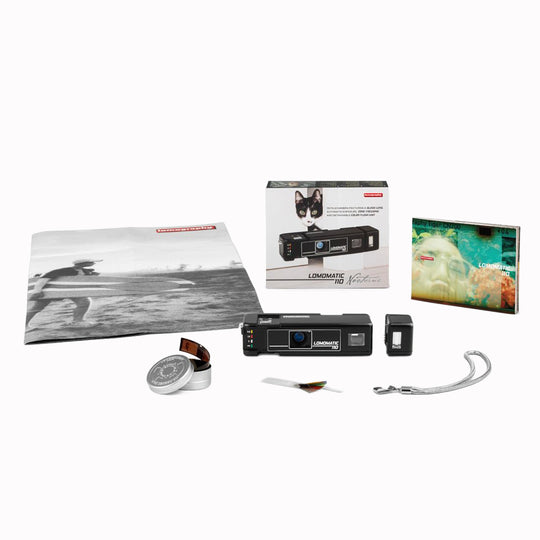 Lomomatic 110 Camera & Flash | Black Metal