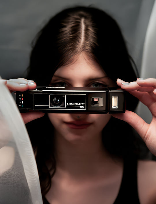 Lomomatic 110 Camera & Flash | Black Metal