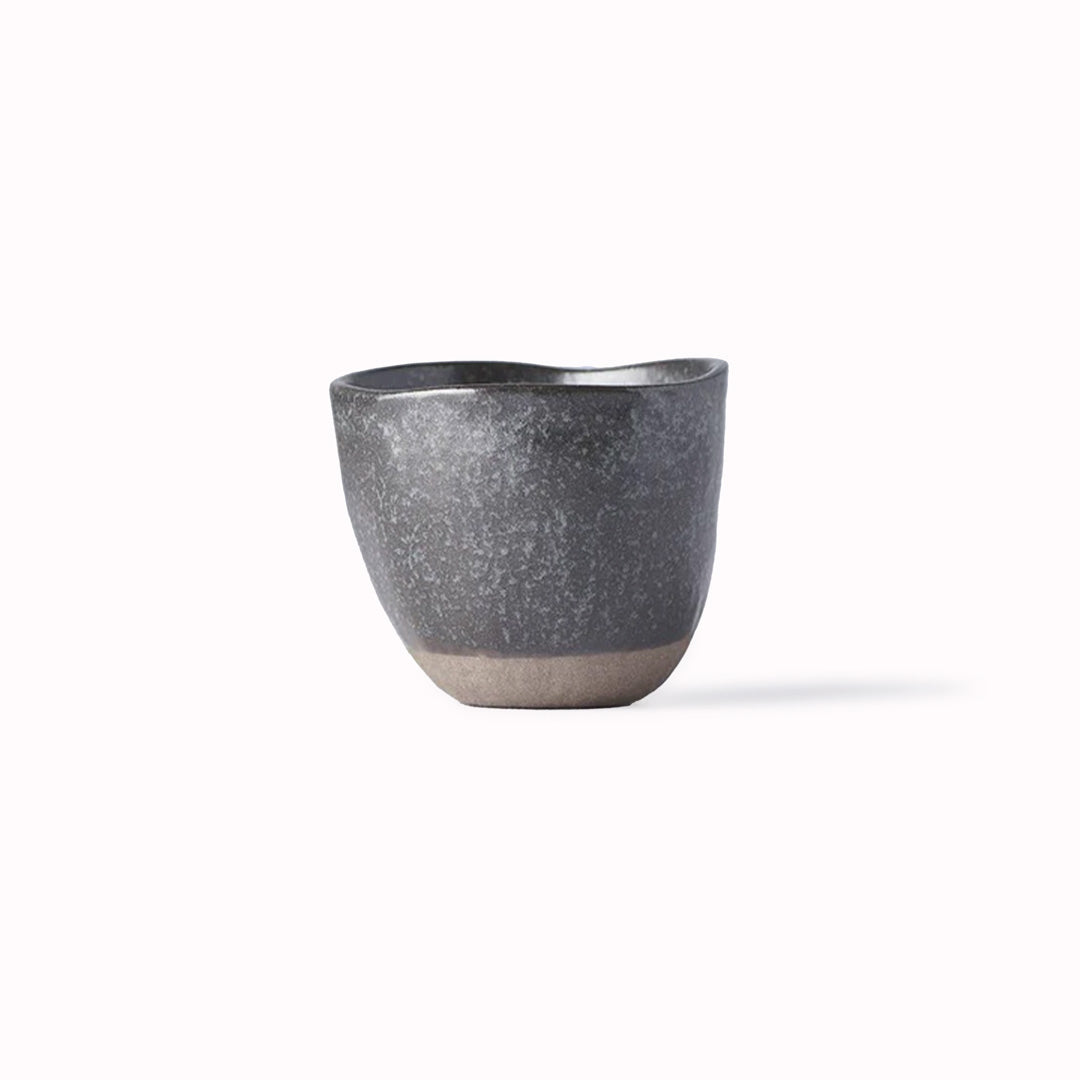 The Black Bisque Lopsided Tea-mug from Made in Japan is 7cm high and 200ml capacity.