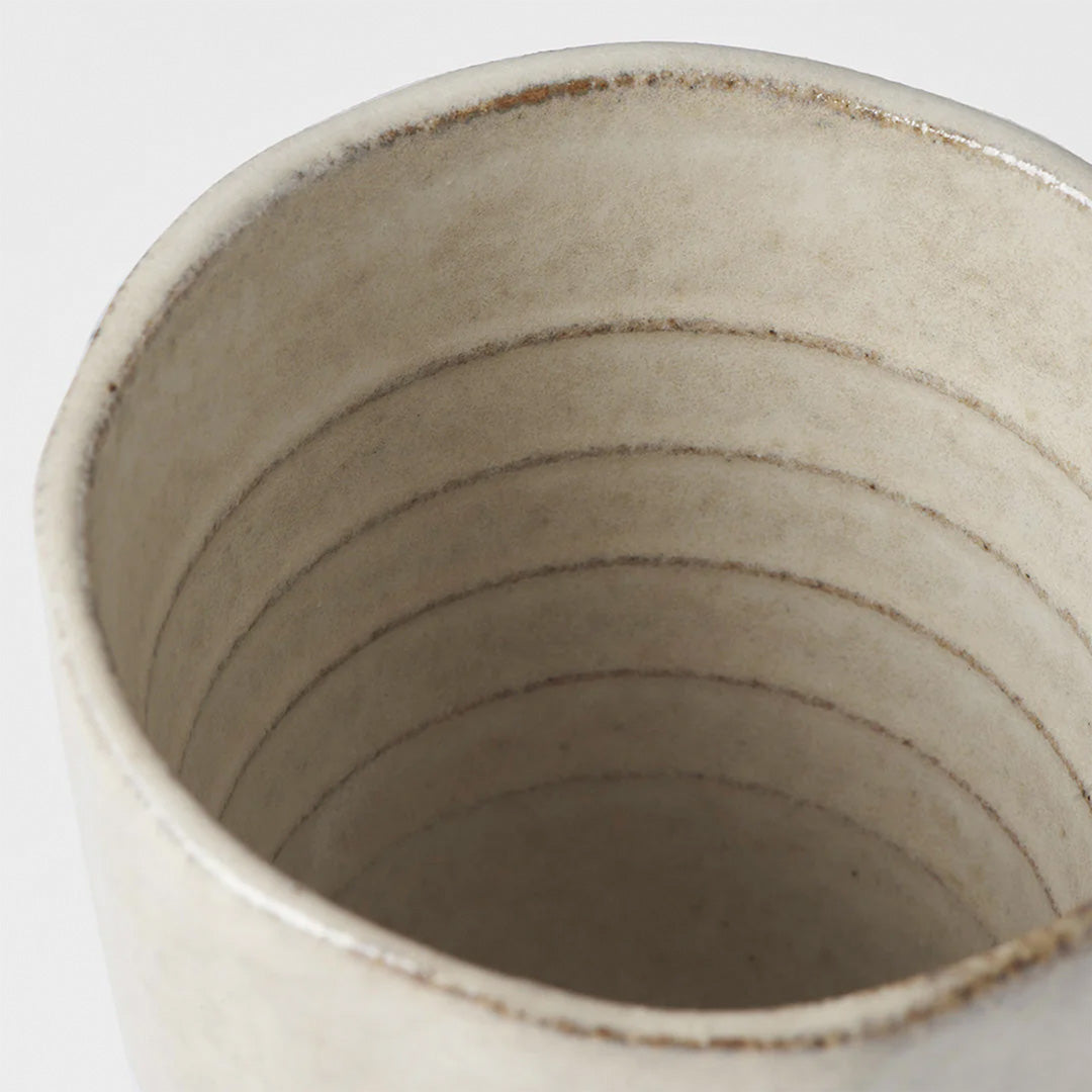 The Fawn Glazed Lopsided Tea mug on a bisque ceramic base is Made in Japan and holds approx 275ml.