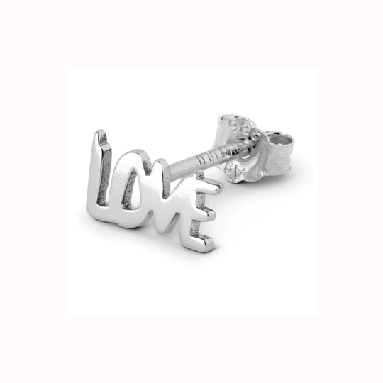 The Lulu LOVE single stud earring is either finished in sterling silver or 18ct Gold Plate and with all Lulu Copenhagen's jewellery, it is is nickel free.