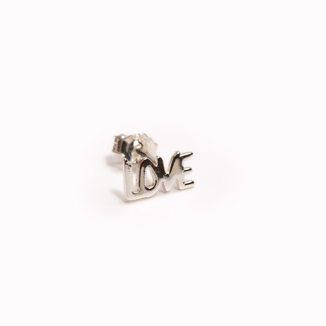 Love | Single Stud Earring | Sterling Silver or 18ct Gold Plate
