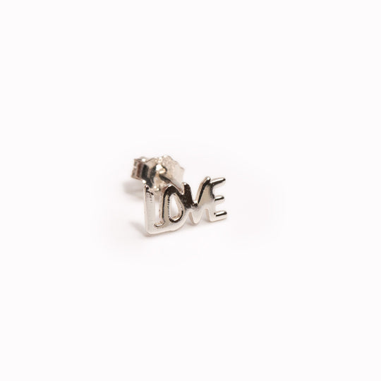 Love | Single Stud Earring | Sterling Silver or 18ct Gold Plate