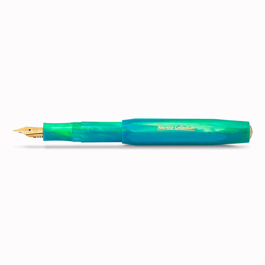 The Kaweco COLLECTION Fountain Pen in Marble Ocean combines deep blue and green tones in a marbled finish, with each pen carrying a slightly different pattern. 
