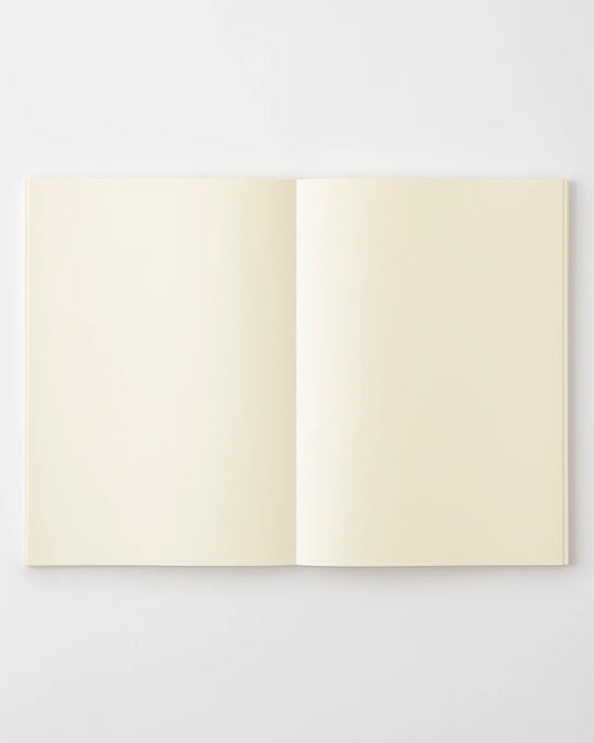 A5 plain paper notebook with a simple and clean off white cover and embossed MD Paper logo.