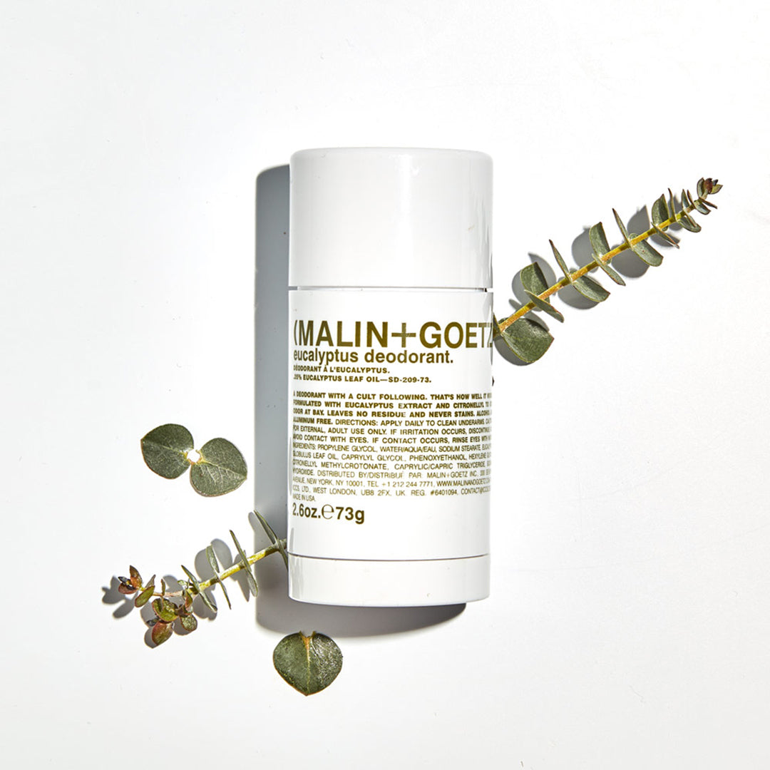 The Eucalyptus deodorant from Malin+Goetz is produced with refreshing natural eucalyptus extract and odour-neutralizing citronellyl. It is especially good for sensitive skin and forms part of Malin+Goetz's essentials collection.