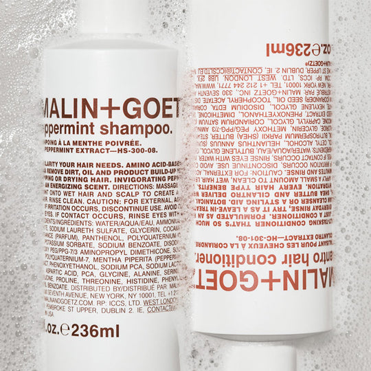 Peppermint Shampoo and Cilantro Conditioner  from Malin+Goetz is an everyday, mildly foaming shampoo which effectively cleanses all hair and scalp types and forms part of Malin+Goetz's essentials collection.