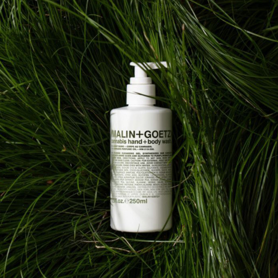 The Cannabis Hand + Body wash from Malin+Goetz lathers into a rich foam to effectively wash away dirt and sweat from the daily grind