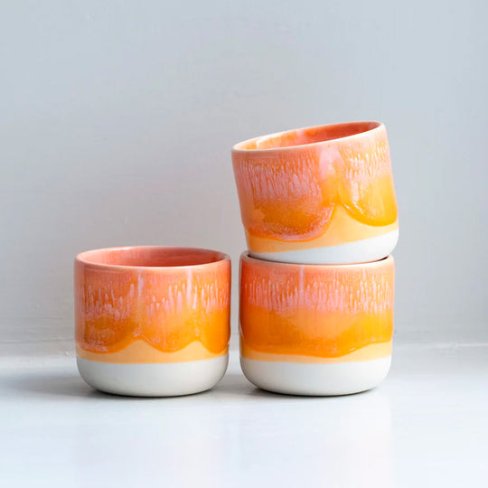 Sip Cup | Ceramic Drip Glazed Cup | Mandarin