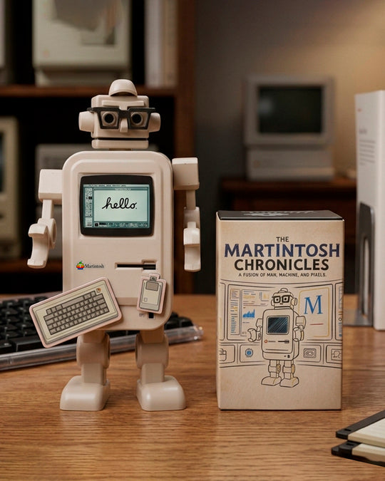 Tin-Bot is a unique collectible series of small aluminium storage tins that also have magnetic arms, legs and head that turn them into posable desktop robots. Each one has roots in nostalgic popular culture.