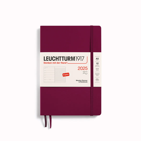 This A5 Softcover planner offers 7 days to a page with a page every week for notes, so the left-hand page is a 7-day planner and the right-hand page is notes. It is thread-bound and opens flat for easy note-making.