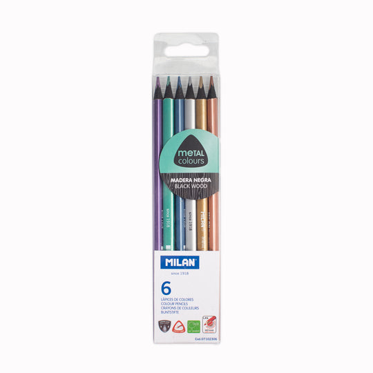 Black Wood Metallic Coloured Pencils | Set of 6