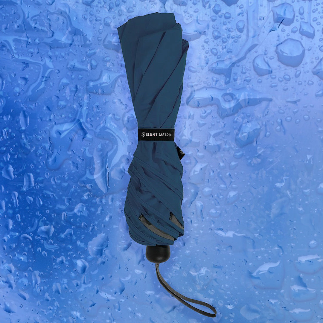 Crafted for portability and resilience, the Metro folding umbrella from Blunt is engineered to withstand challenging weather conditions.
