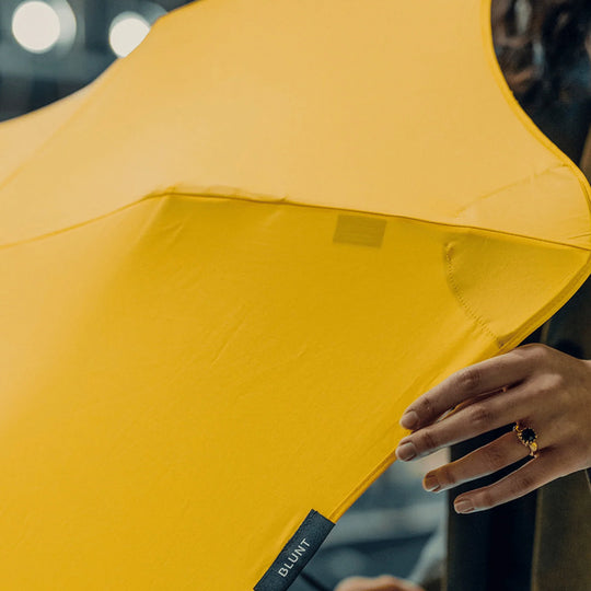 Crafted for portability and resilience, the Metro folding umbrella from Blunt is engineered to withstand challenging weather conditions.