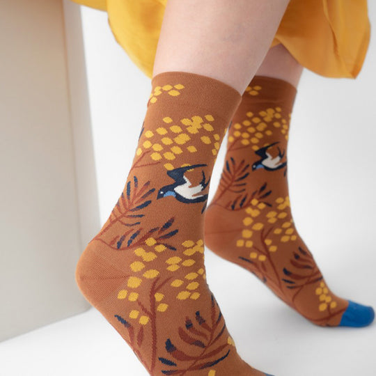 As Worn - This Fruits Sage pair of mid-calf length socks is from the Minos collection