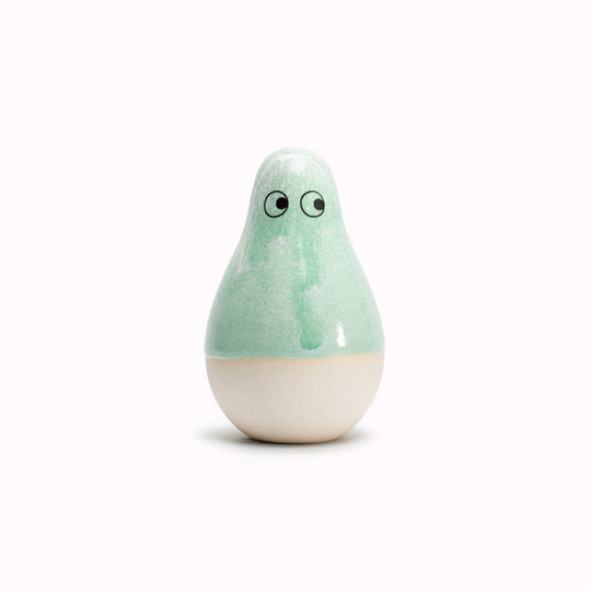 Meet Mini Kayo! Mini Kayo is a pear shaped, hand glazed ceramic figurine created as a close relative of the classic Arhoj Ghost.