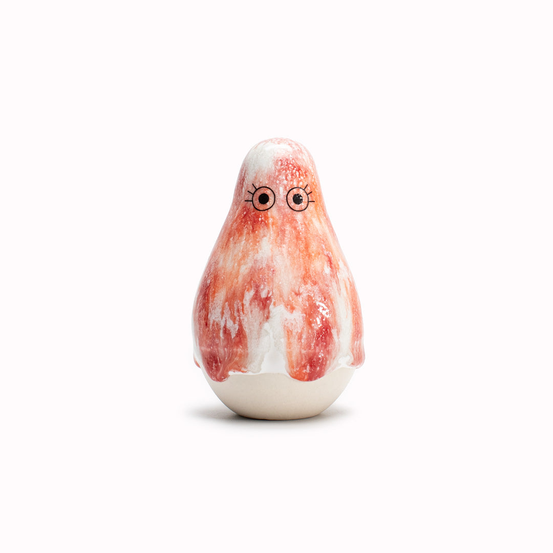 Meet Mini Kayo! Mini Kayo is a pear shaped, hand glazed ceramic figurine created as a close relative of the classic Arhoj Ghost.