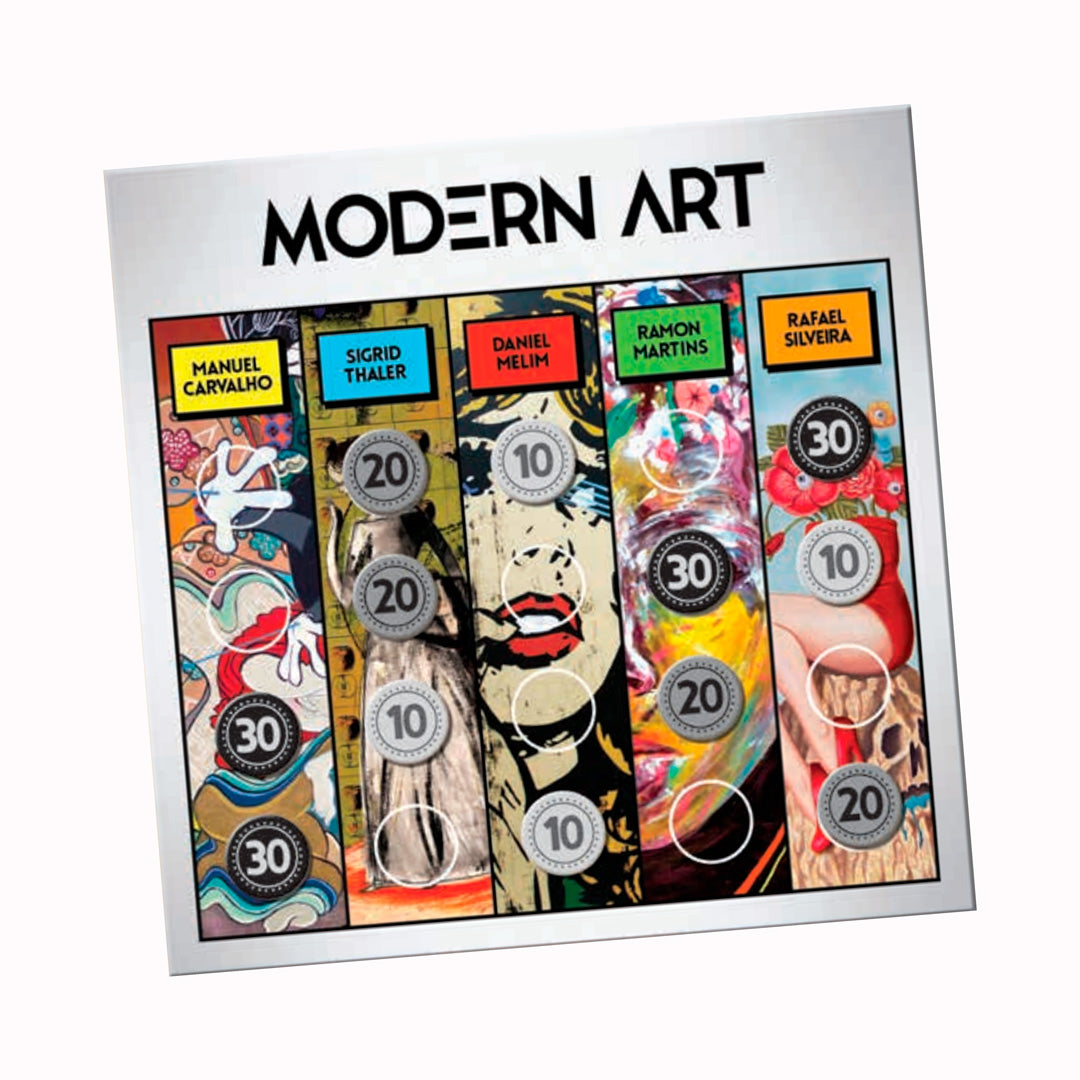 Board Detail - Reiner Knizia’s classic high stakes art auction game, Modern Art, gets a modern makeover