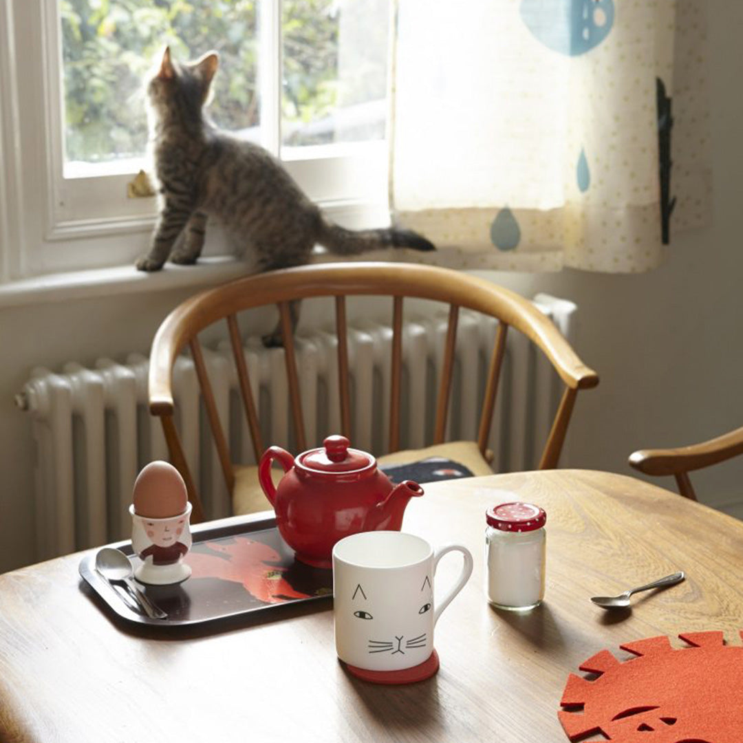 The Mog the cat mug by Donna Wilson is perfect for your hot drinks. He looks somewhat serious but we can assure you he's the perfect companion.