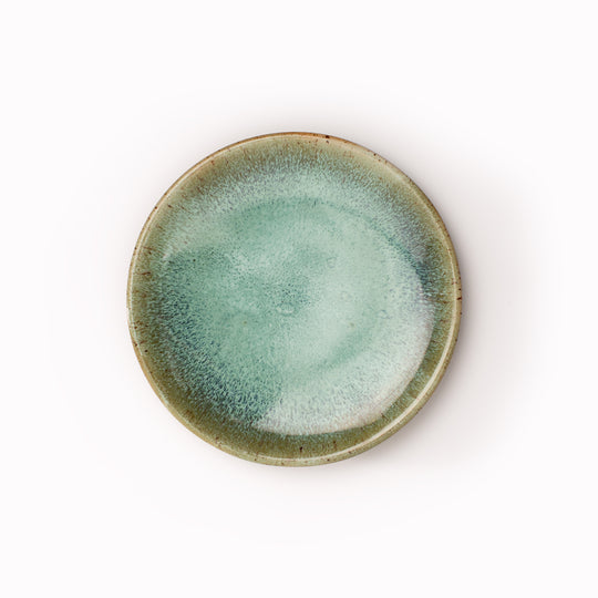 The Mountain Moss Moon Plate from Studio Arhoj is hand thrown and hand glazed in Copenhagen and is a stylised Nordic / Japanese mash up forming part of Arhoj's Edo Series. The Moon Plates are celebrated for their thick, textured, earthy and colourful glazes.