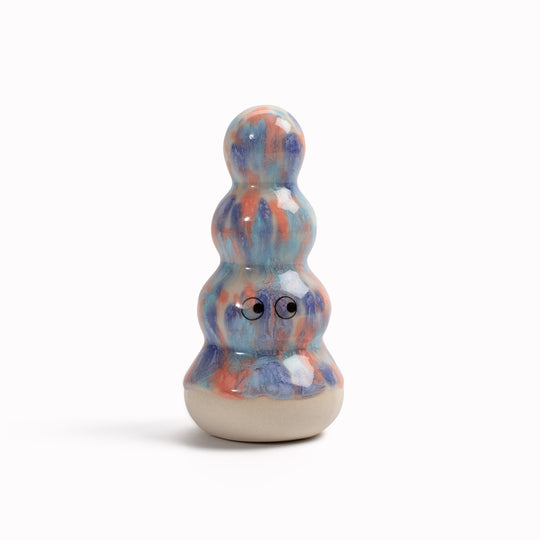 Meet Polo! Polo is a brightly coloured ribbed column and is a hand glazed ceramic figurine created as a close relative of the classic Arhoj Ghost.