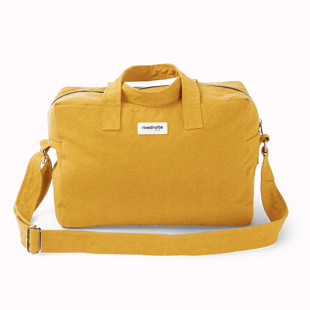 Mustard Sauval bag from Parisian brand Rive Droite is a compact everyday messenger bag made from recycled cotton.