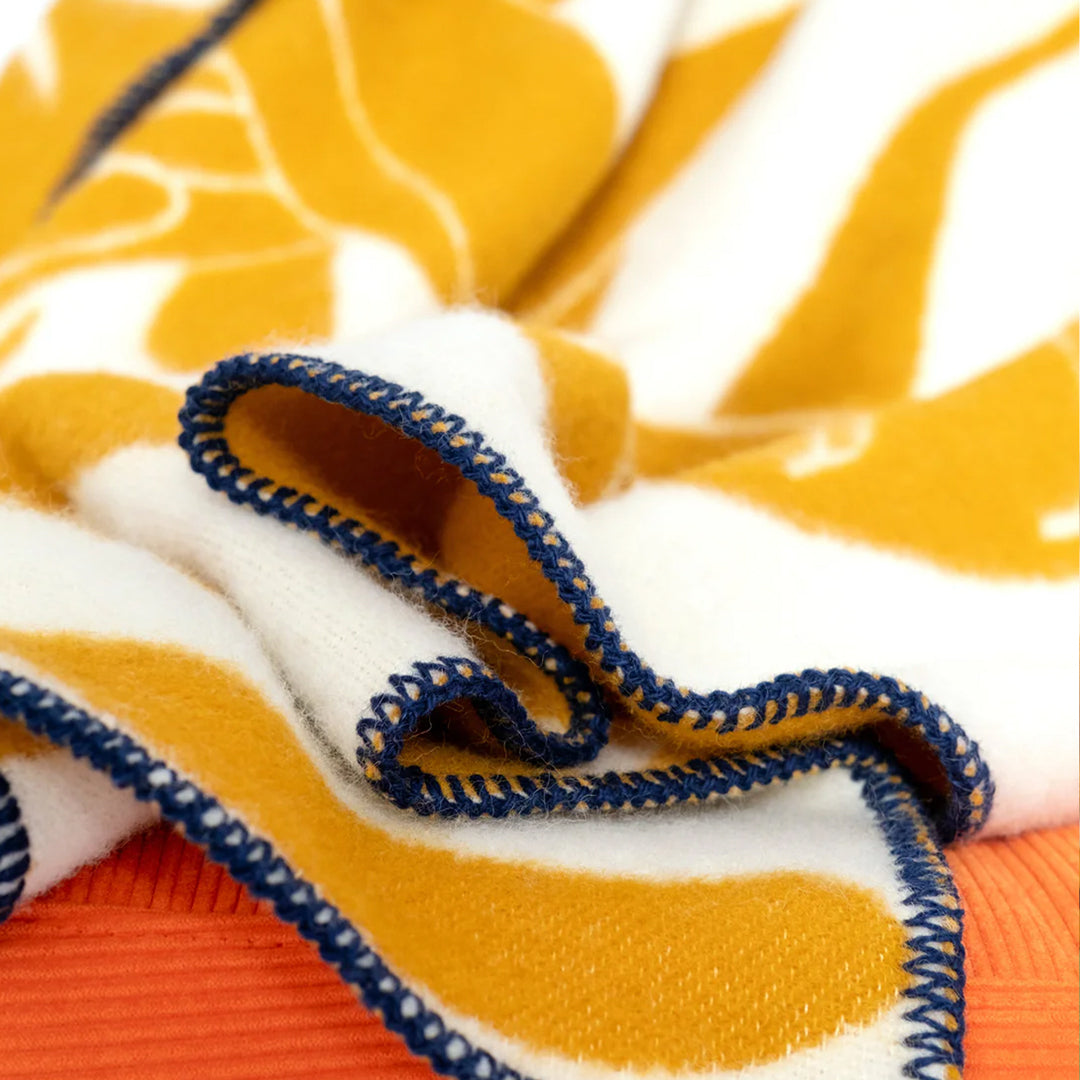 Leaf Wool Blanket | Mustard Yellow