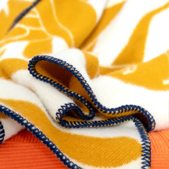 Leaf Wool Blanket | Mustard Yellow