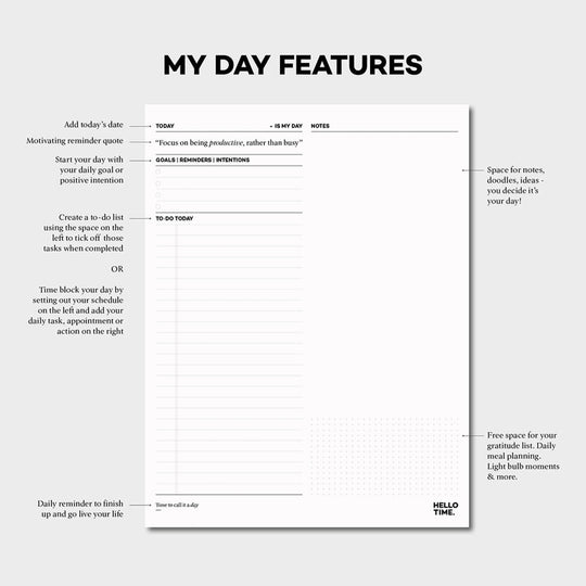 My Day Desk Pad | Daily Productivity | 18x24 cm