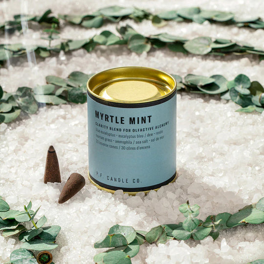 Myrtle Mint is for clarity and focus - a blend for creativity, mind opening conversations and new endeavours.