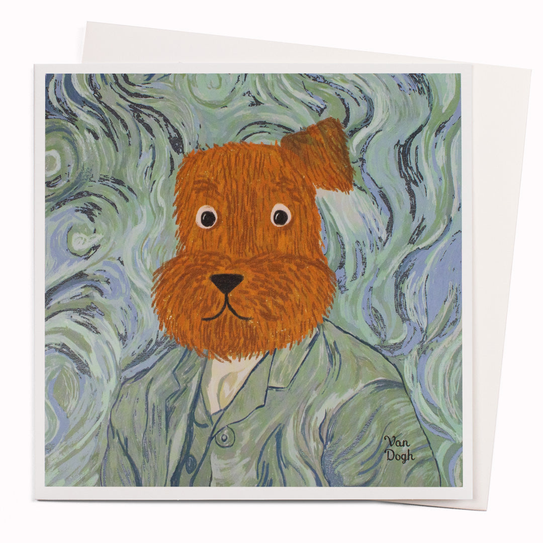 Niaski's 'Van Dogh' greeting card is a funny, canine interpretation of 'Self Portrait' by fine artist Vincent Van Gogh.