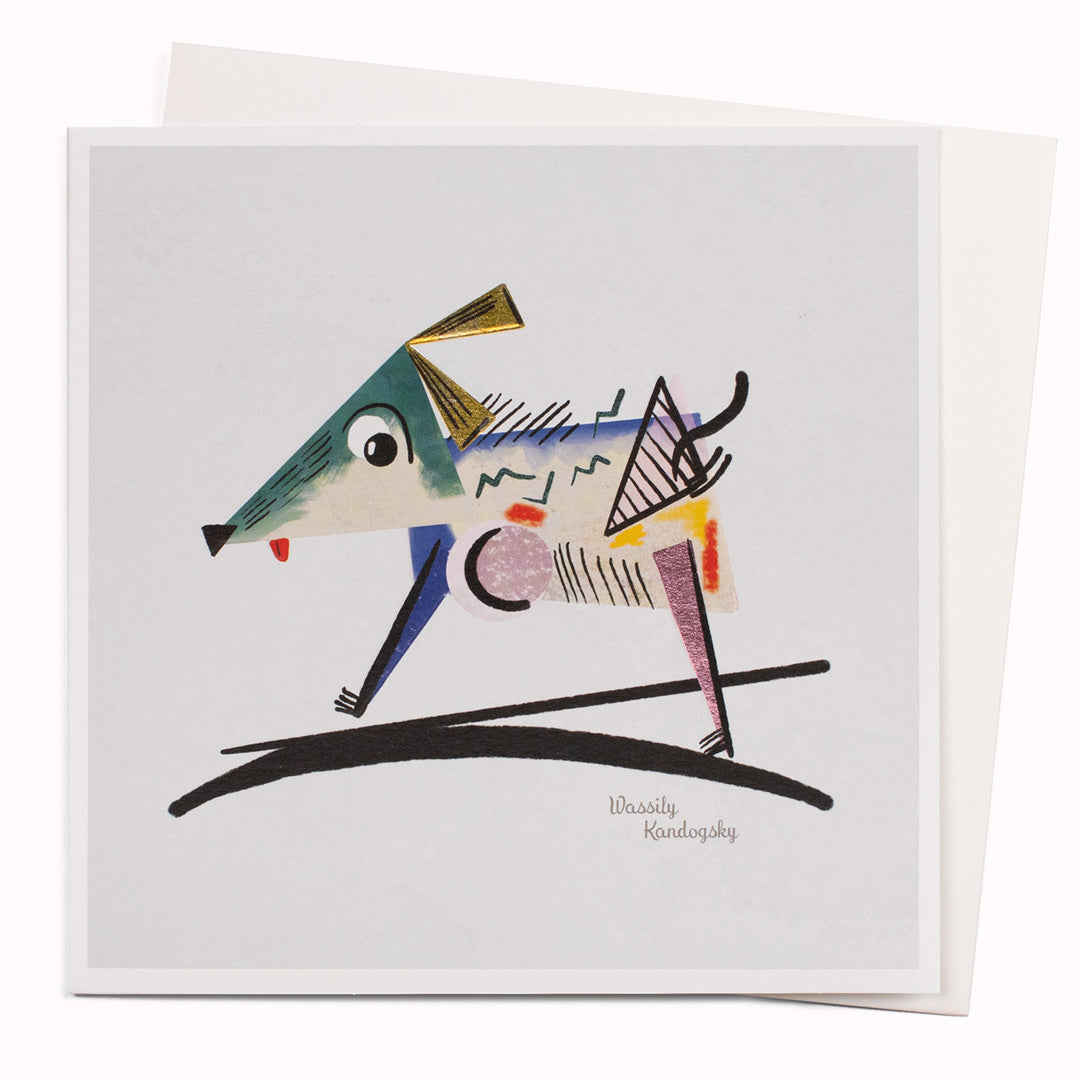 Niaski's 'Kandogsky' greeting card is a funny, canine interpretation of Kandinsky's iconic artwork style.