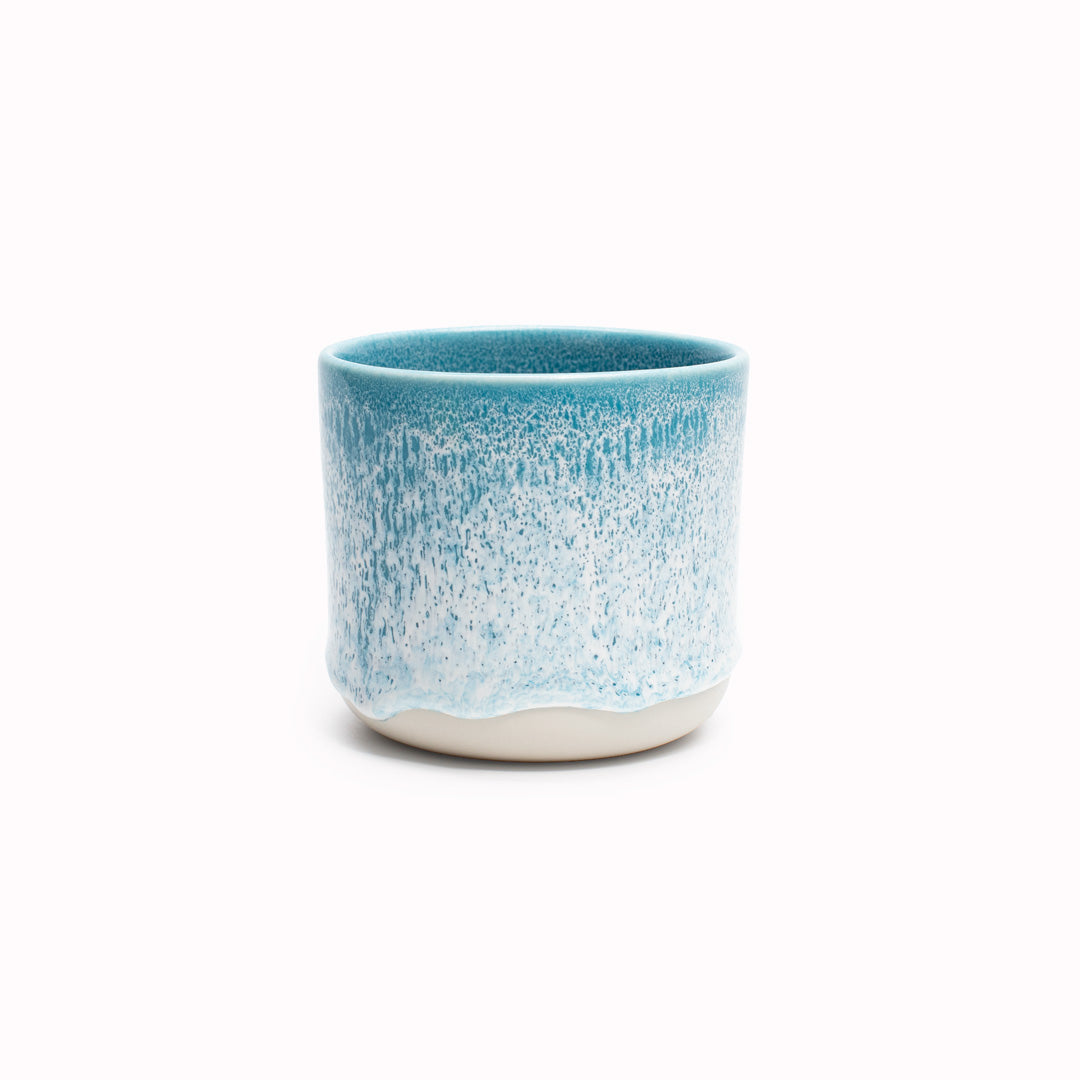 Niagra Falls Quench Cup. Danish/Japanese mix up with these thick glazed, hand made ceramic beakers from Studio Arhoj. Can be used as a drinking vessel or small planter (or simply beautifully ornamental).