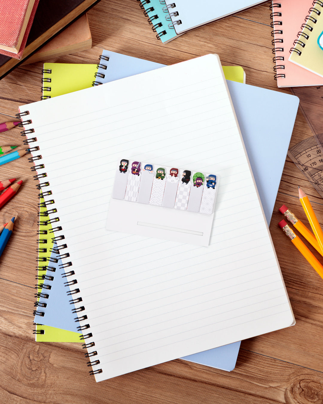 The Mind Wave Ninja sticky page marker set is both a fun and functional way to mark the pages of your diary or notebook. 