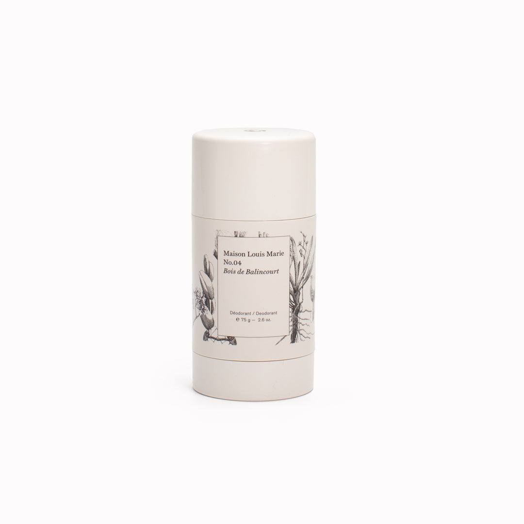 Maison Louis Marie's Natural Deodorant is free of aluminium, parabens, phathalates, artificial dyes and baking soda. Their natural deodorant absorbs sweat and odour with a subtle fragrance of the best selling perfume oil, No.04 Bois de Balincourt and is great for sensitive skin.