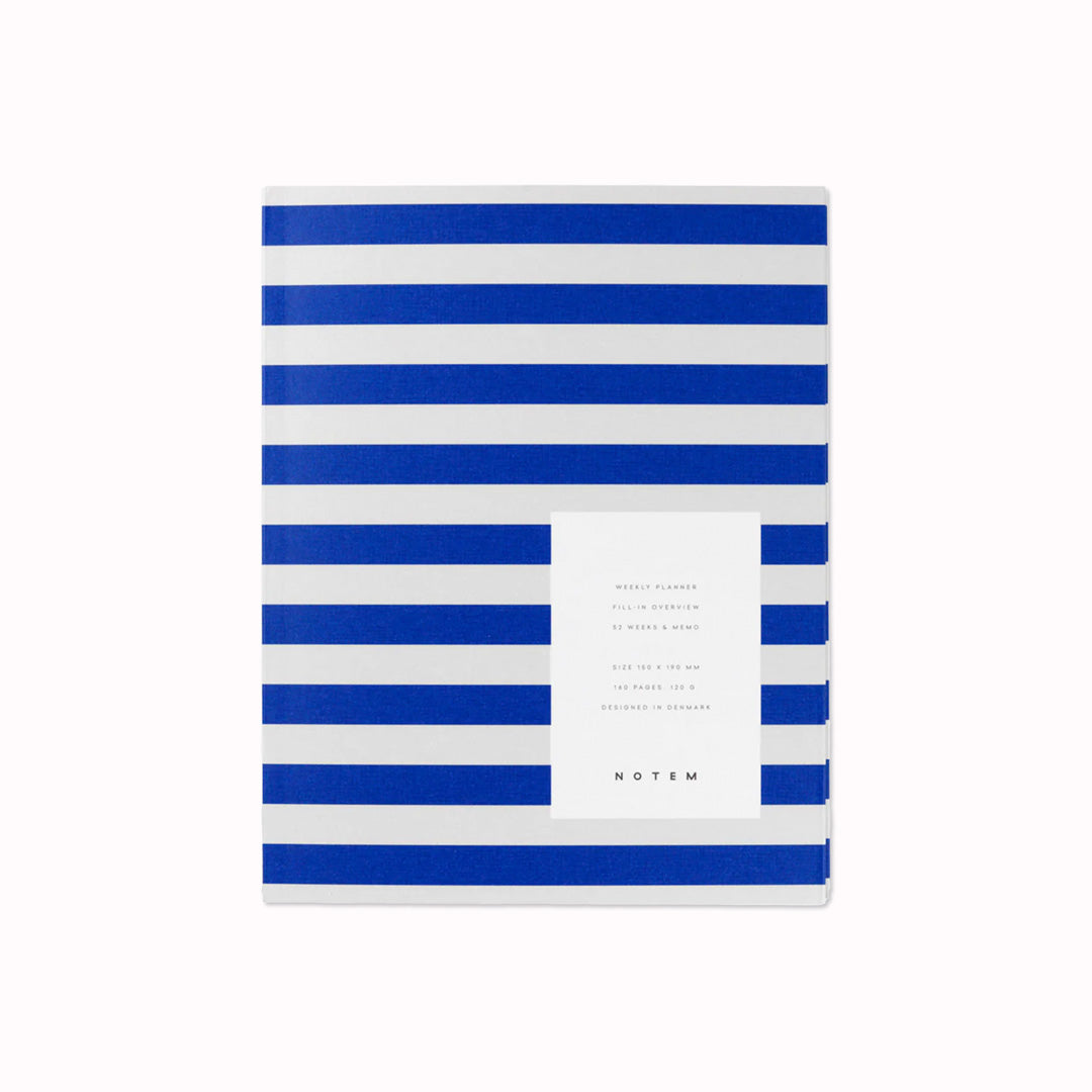 The planner features a minimalist design with a waterproof stripy bright blue and white softcover. The pages are made of high-quality paper that is smooth and acid-free, perfect for writing with any pen or pencil.